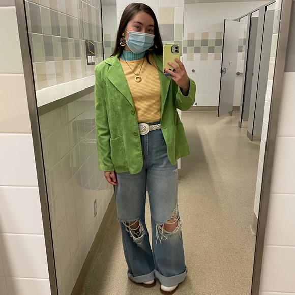 Vintage Jackets & Blazers - • vintage vegan ultra suede green blazer •
